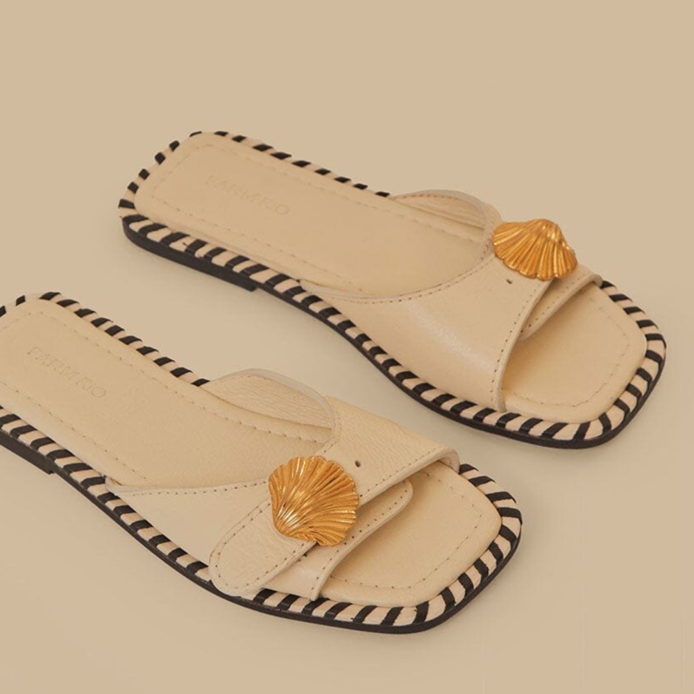 FARM Rio Cream and Gold Sandals